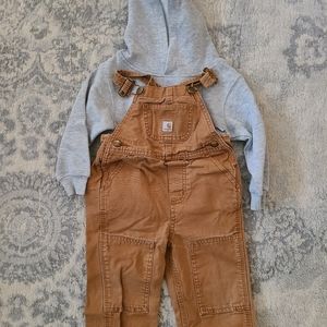 Carhartt overalls with grey hoodie